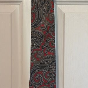 Mark Alexander Paisley Neck Tie, Made in the USA, Red Paisley Tie